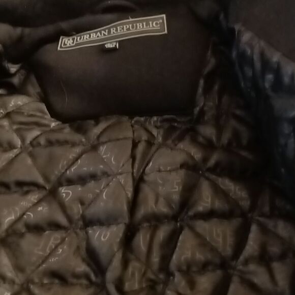 Urban Republic Black Soft Neoprene Shell Hooded Cargo Utility Jacket sz 16/18 - Picture 7 of 8